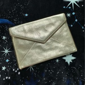 Rebecca Minkoff Gold Leather Envelope Clutch